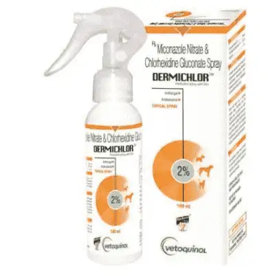 Dermichlor miconazole chlorhexidine spray for dogs cats